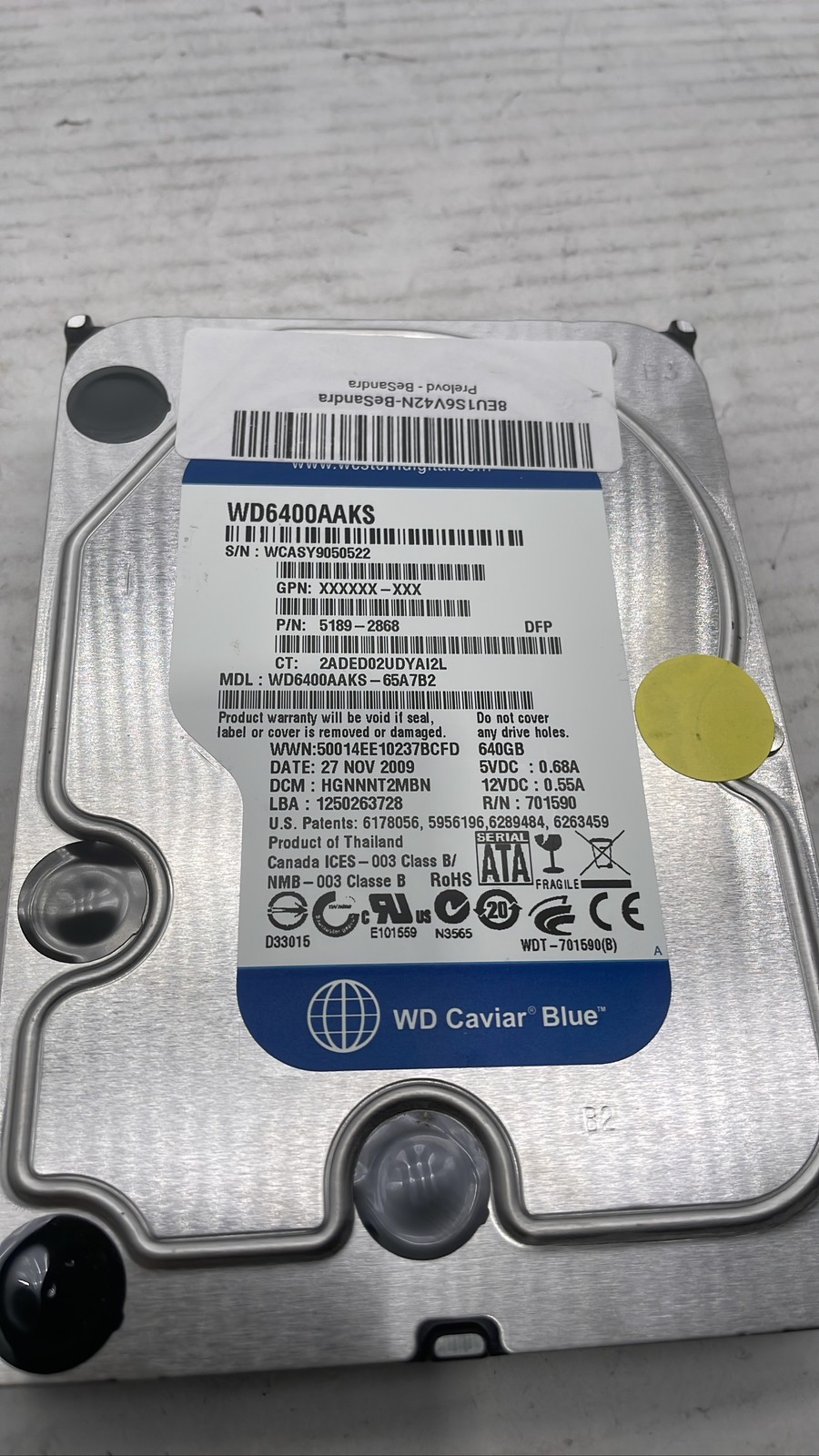 Western Digital Caviar Blue WD6400AAKS-65A7B2 640GB 3.5in SATA HDD