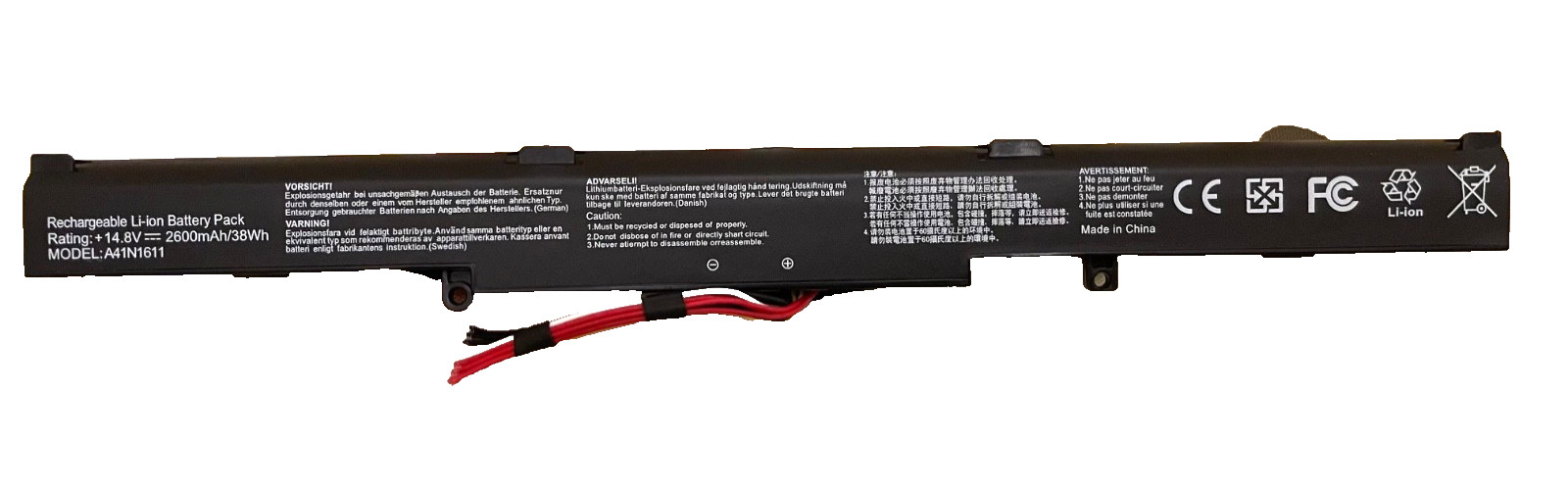 A41N1611N 14.8v 2600mAh/38Wh rechargeable li-ion battery pack