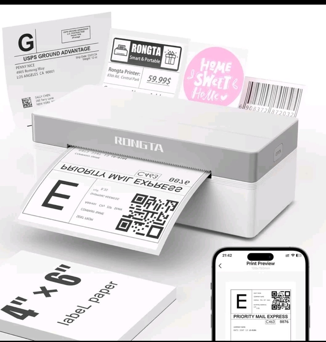 Thermal Label Printer 4" x 6" Shipping Rongta RP425 USB Bluetooth