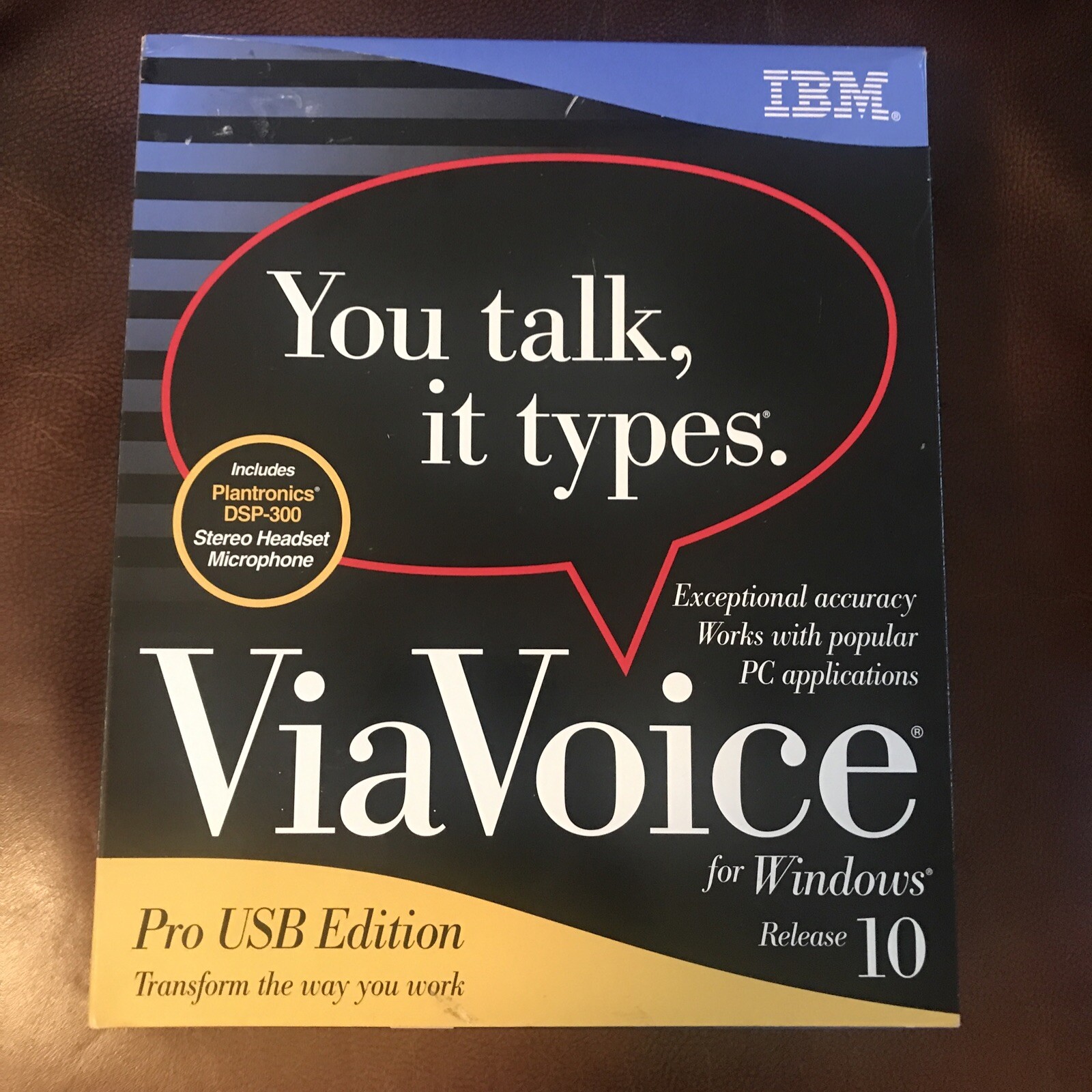 IBM ViaVoice Pro USB Edition Release 10 With Plantronics Headphone