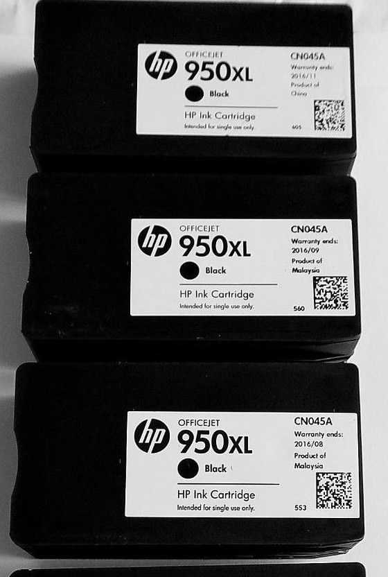 3 Mostly New Genuine HP 950XL BLACK Inkjet Cartridges 90% Ink Remaining * 2020 *