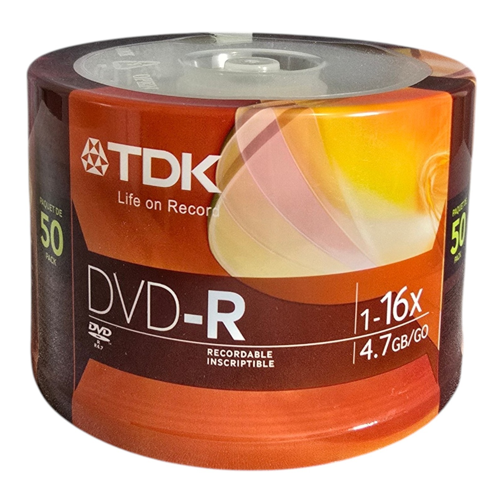 TDK DVD-R (50 Pack) 1-16x 4.7 GB/GO Recordable Discs Spindle - NEW SEALED