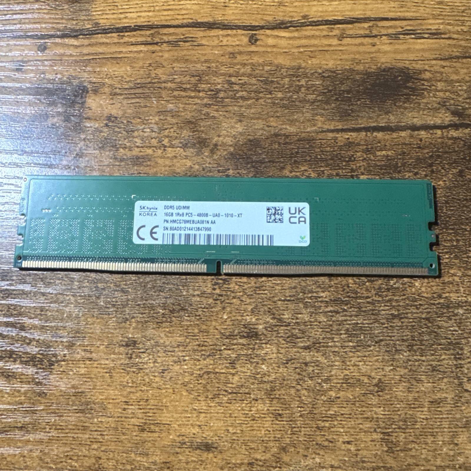 SK Hynix DDR5 UDIMM  16GB 1Rx8 PC5 - 4800B - UA0 -1010 -XT Tested