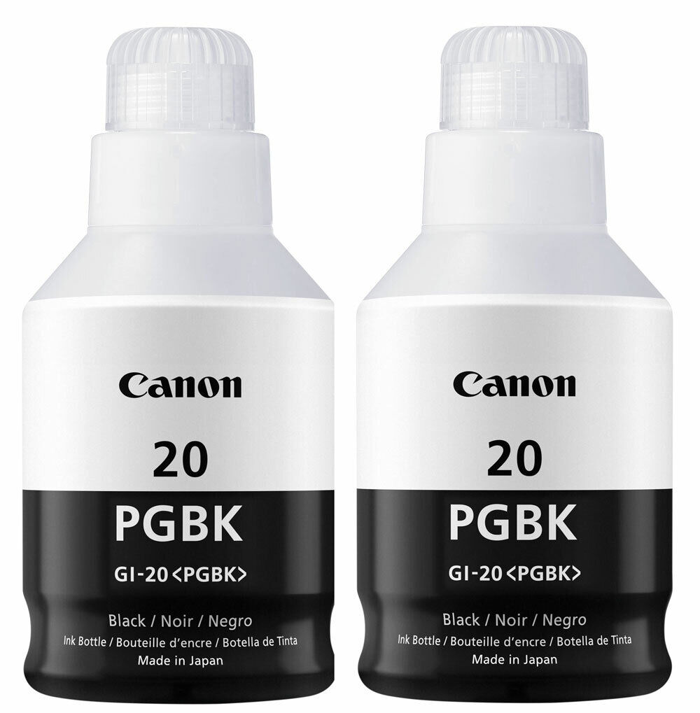 2 Pack Genuine Canon GI-20 Black Ink Bottle for PIXMA G5020 G6020 G7020 MegaTank
