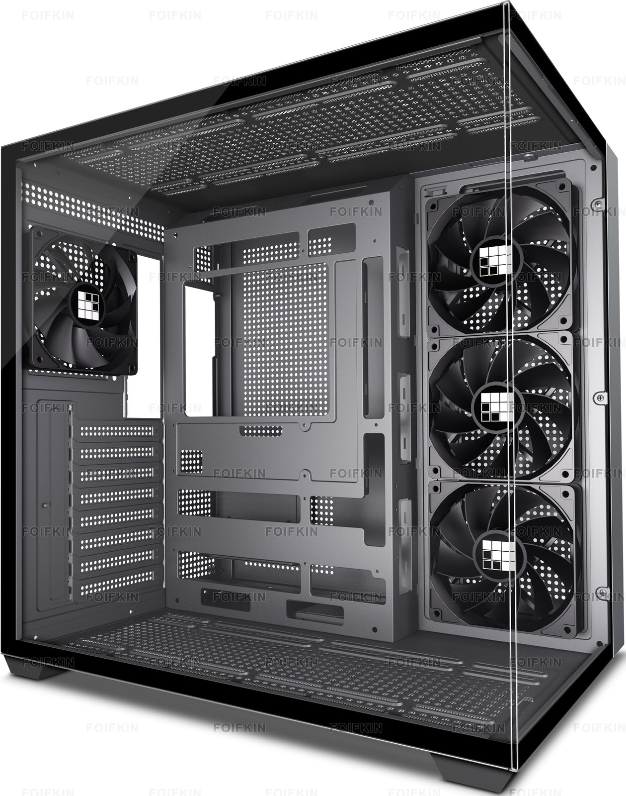 F300 (2025) PC Case - Pre-Installed 4 No Fan, Mid-Tower Gaming PC Case, 270°