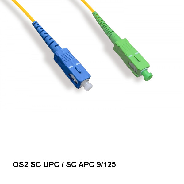 Kentek 3 Ft SC UPC/ SC APC OS2 9/125 Simplex Single-Mode Fiber Optic Cable OFNR