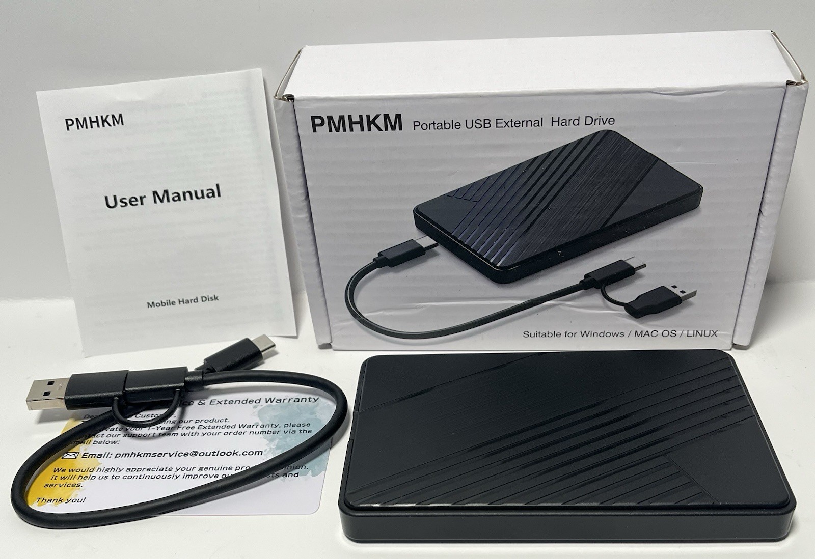 PMHKM 1TB Ultra Slim Portable External Hard Drive USB 3.0-HDD