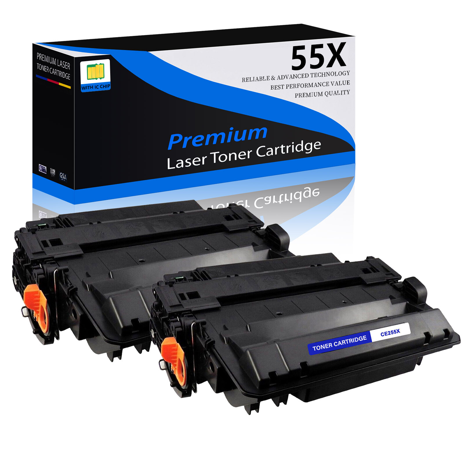 2PK CE255X 55X Toner Cartridge for HP LaserJet 500 MFP M525dn M525f M525c m521dw