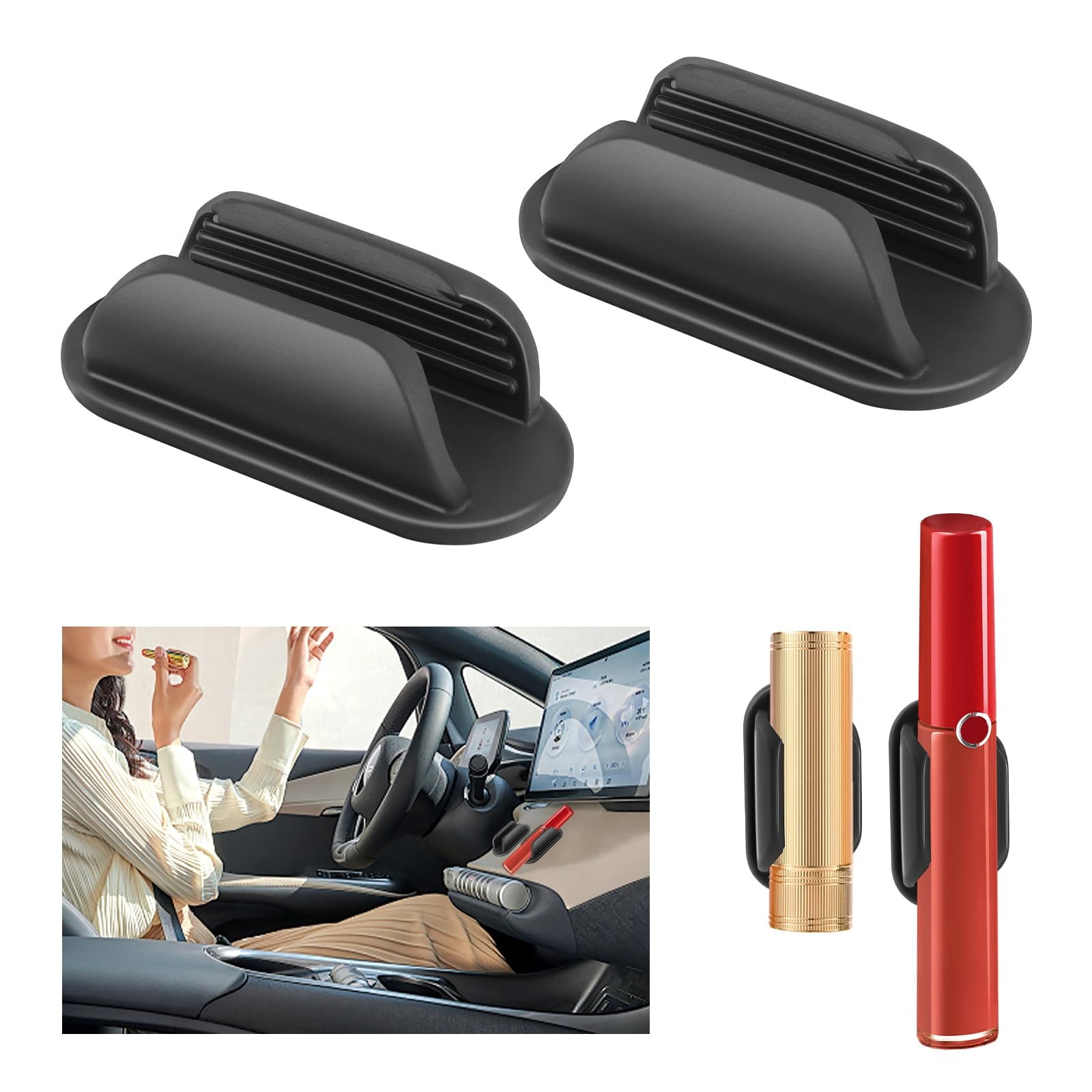 2PCS Car Lipstick Holder,Silicone Upright Lip Chapstick Holder