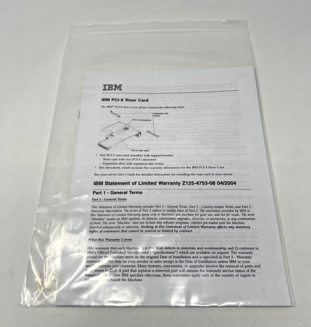 IBM PCI-X Opti Riser Card P/N 40K1908