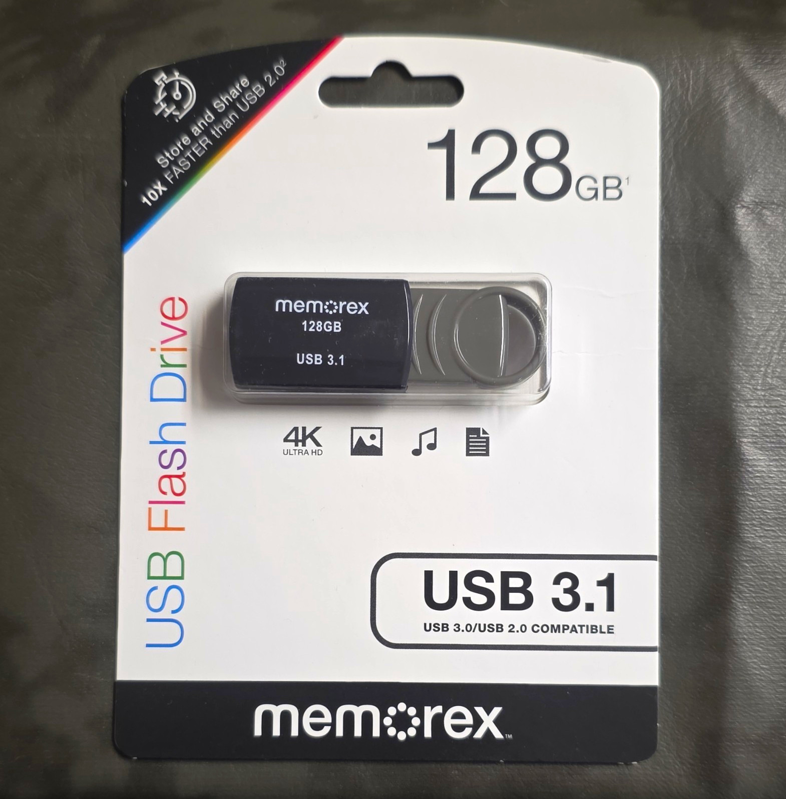 Memorex USB Flash Drive 128GB USB 3.1 Interface, Black/Gray