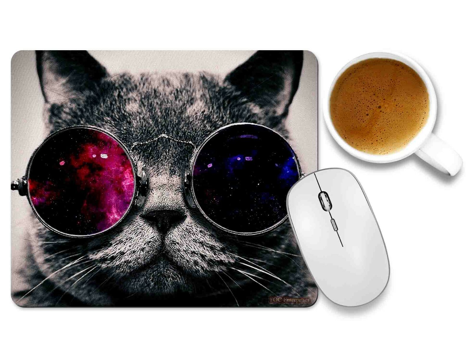 Funny Cat Sunglasses Mouse pad Non-Slip Rubber Base Rectangle Gaming Mousepad