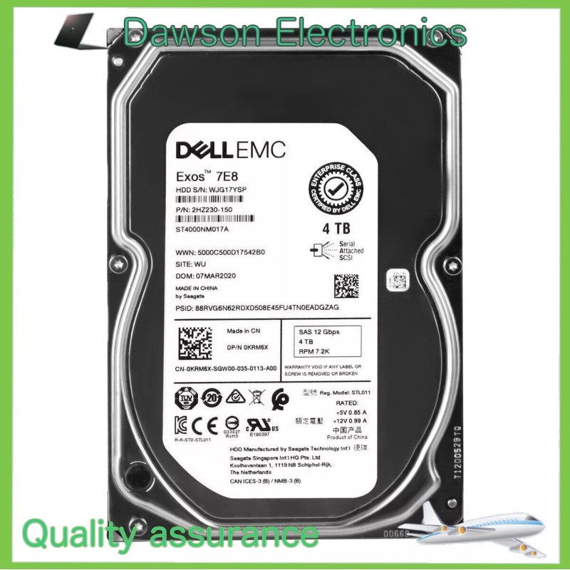 New Dell EMC ST4000NM017A 4TB 3.5" 12 Gbps 7.2K RPM SAS Drive 0KRM6X KRM6X