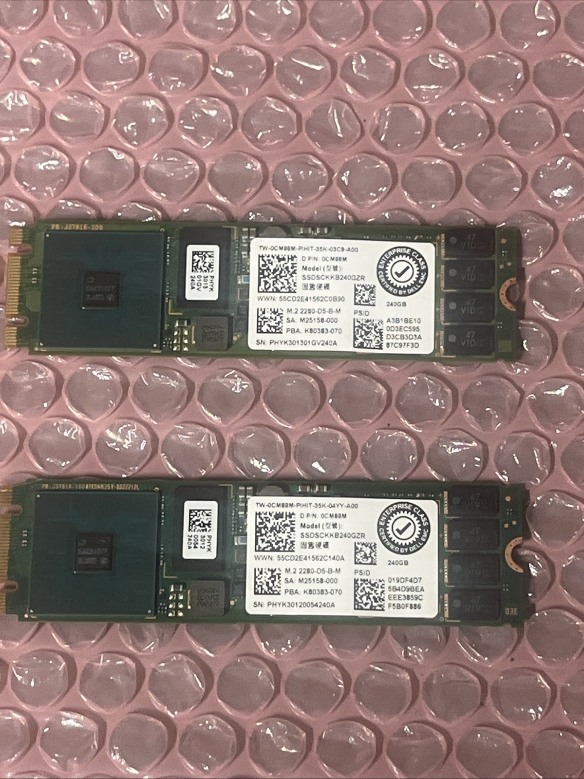 Lot of 2 Dell Intel 240GB M.2 2280 SATA SSD SSDSCKKB240GZR 0CM88M D3-S4520