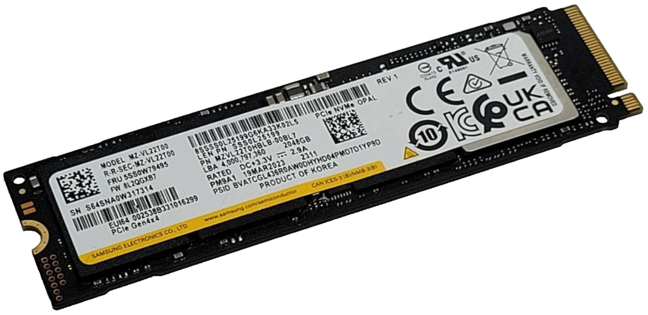 Lenovo Samsung PM9A1 2TB NVMe M.2 SSD SOLID STATE DRIVE MZ-VL22T00 98% HEALTH