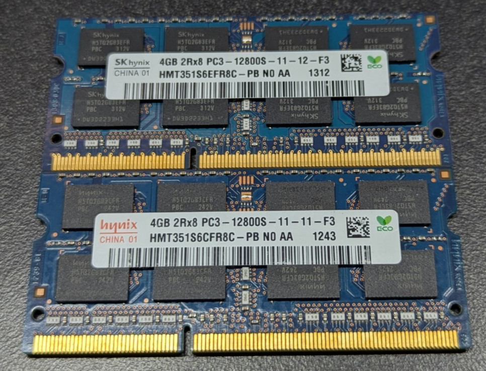 SK Hynix 8GB 2x4GB PC3-12800S DDR3-1600 SODIMM Laptop Memory