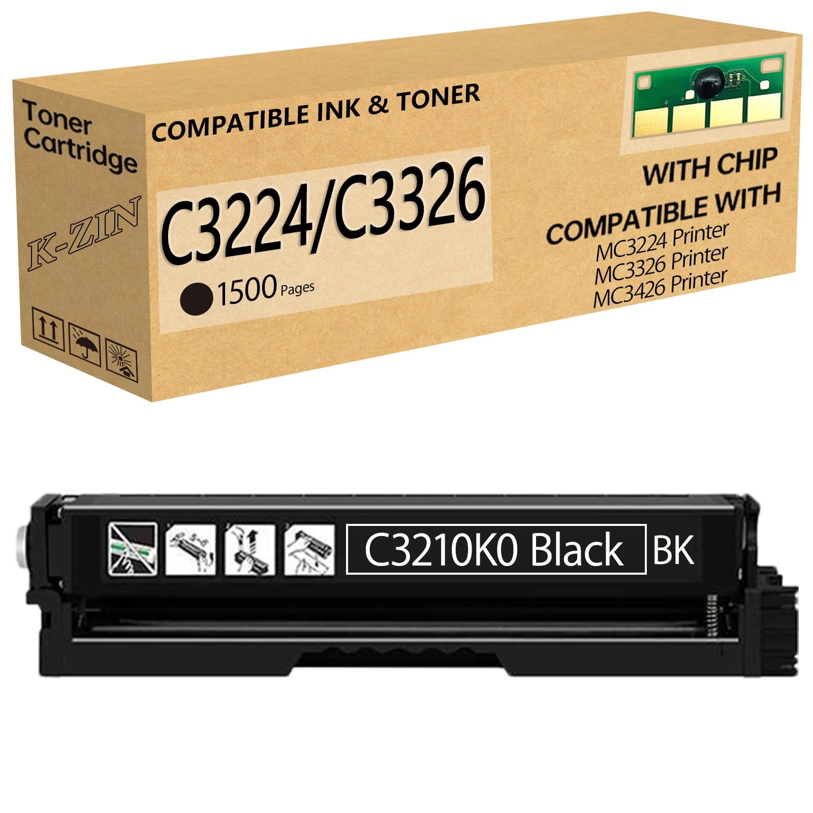 K-ZIN C3210K0 Black Toner Cartridge with Chip 1500 Pages
