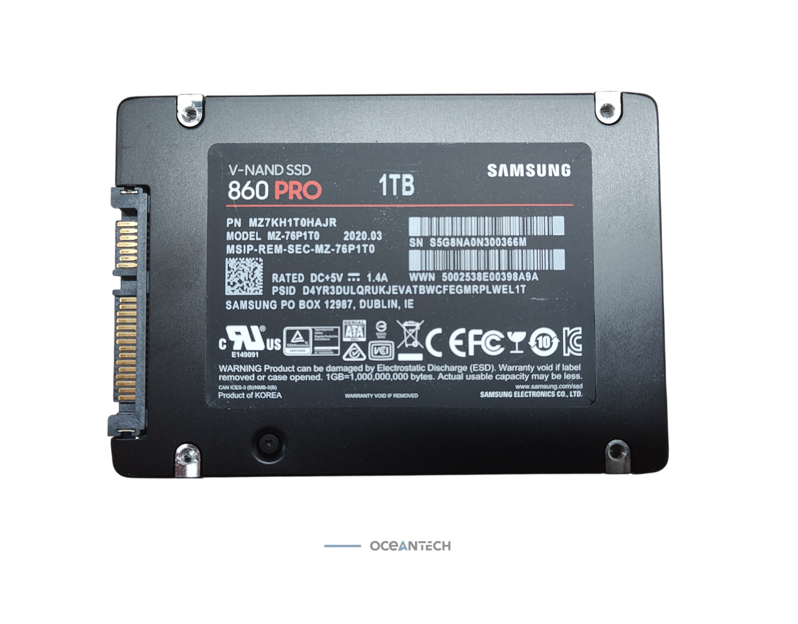 Samsung 860 Pro V-Nand MZ-76P1T0 1 TB SATA III Internal SSD - MZ7KH1T0HAJR