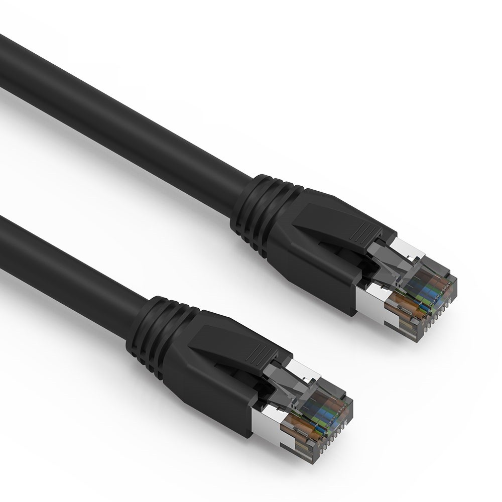 20 Pack of 1Ft CAT8 S/FTP Ethernet Network Cable Black 24AWG
