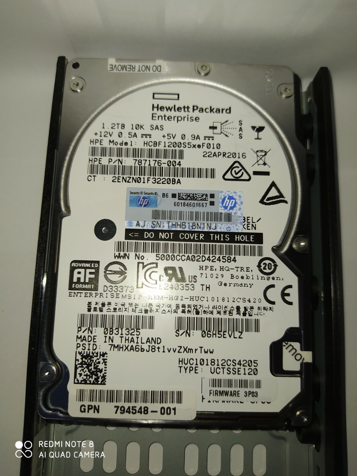HP 1.2TB 10K SAS   HPE MODEL: HCBF1200S5XeF010 