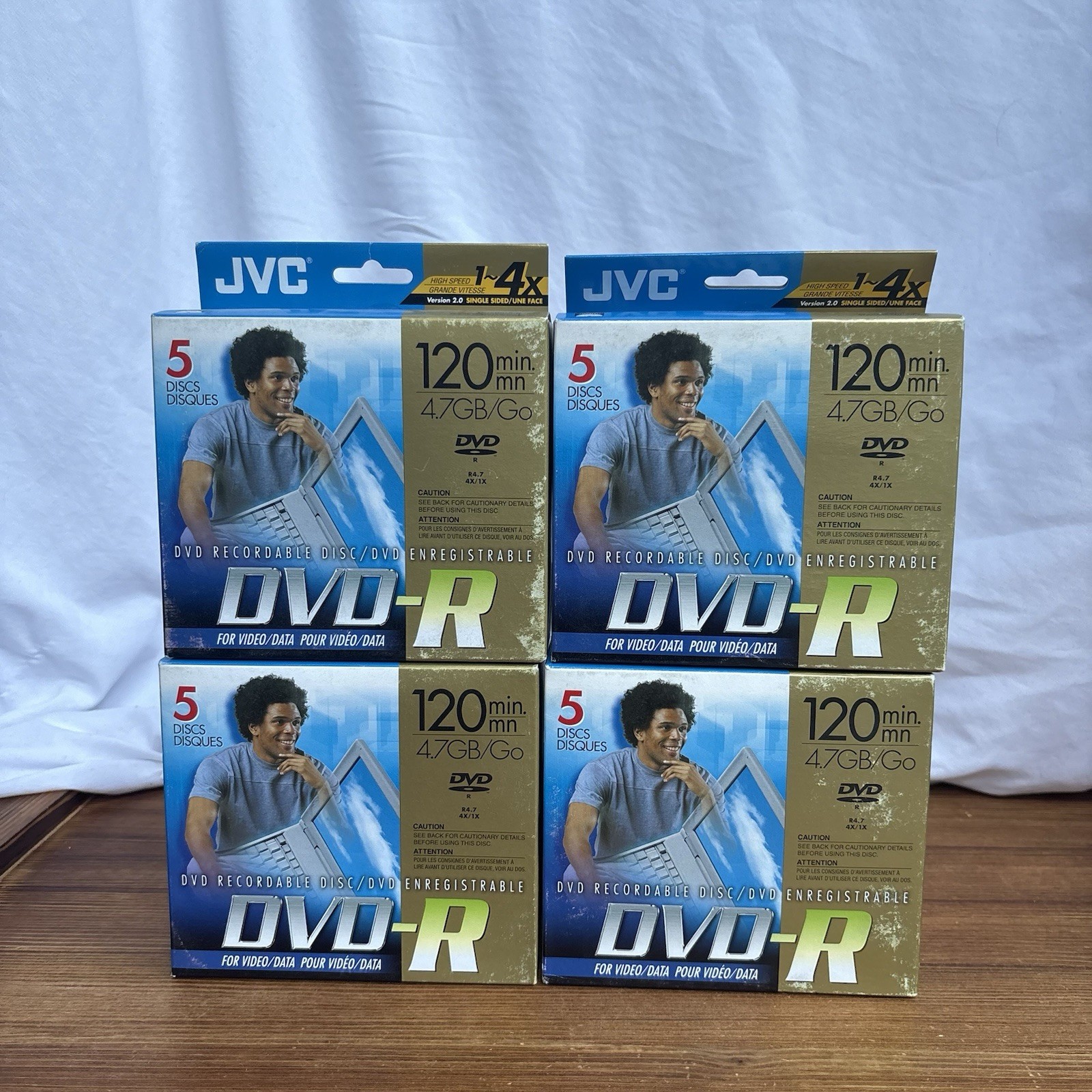 Lot of 4 JVC DVD-R 5 Pack 4.7GB 120 Min 4X Blank Recordable Discs Sealed