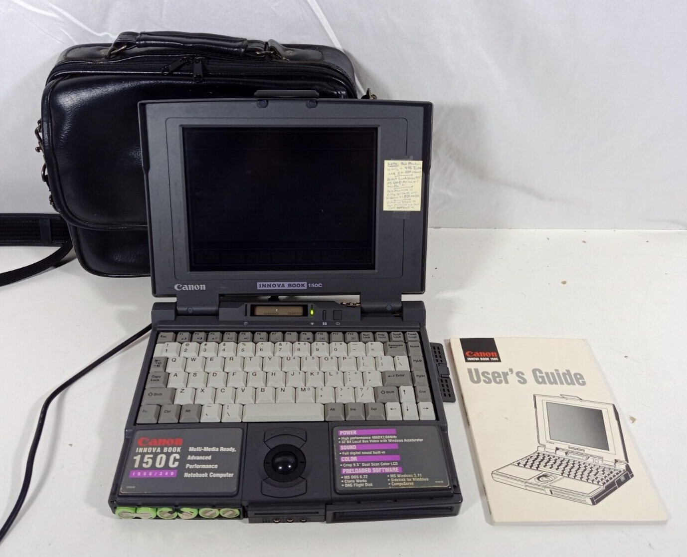Vintage Canon Innova Book 150C IB66/340 486DX2/66MHz 640KB RAM w/Manual Charger