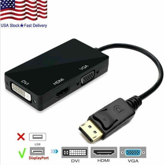 10X 3in1  Displayport DP Male To HDMI/DVI/VGA Female Adapter Converter Cbl 1080P