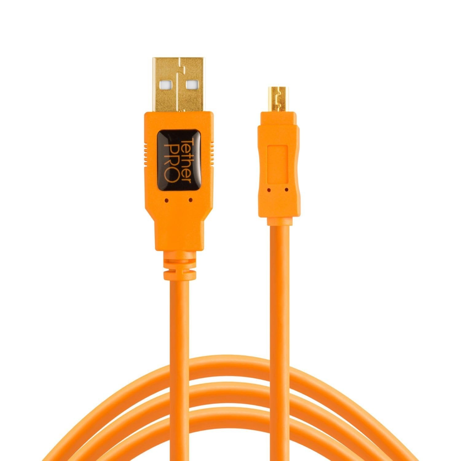 TetherPro 15ft USB 2.0 Camera Tether Cable Mini-B 8-Pin Orange