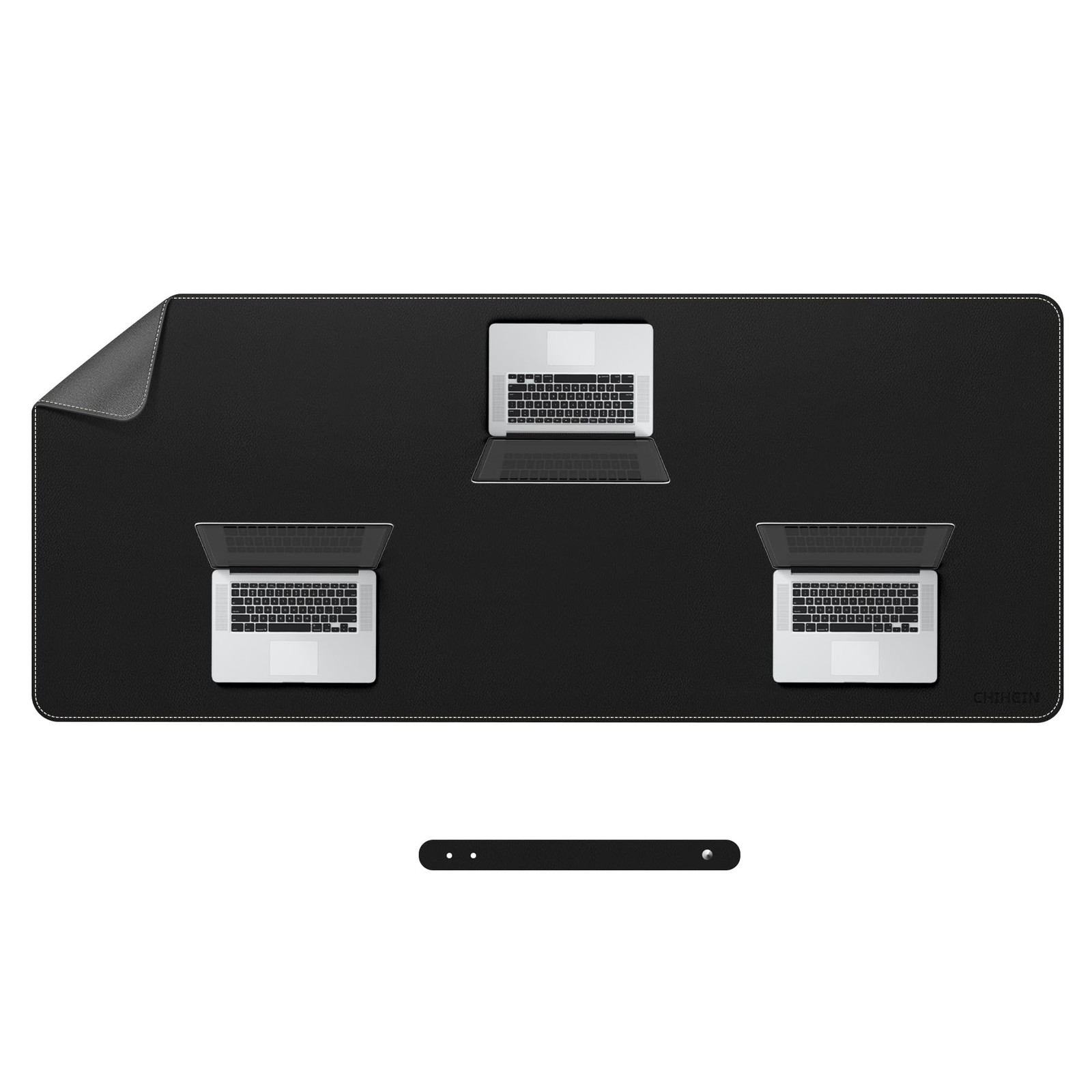 Chihein 63" x 28" 4XL PU Leather Desk Mat Black/Gray Mouse Pad Protector