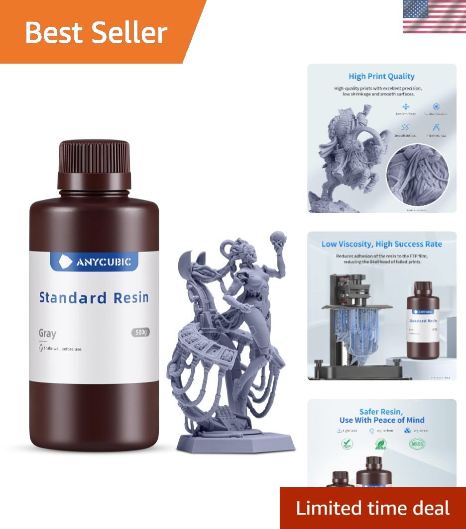 3D Printer Resin, 405nm SLA UV-Curing Resin with High Precision and Quick Cur...