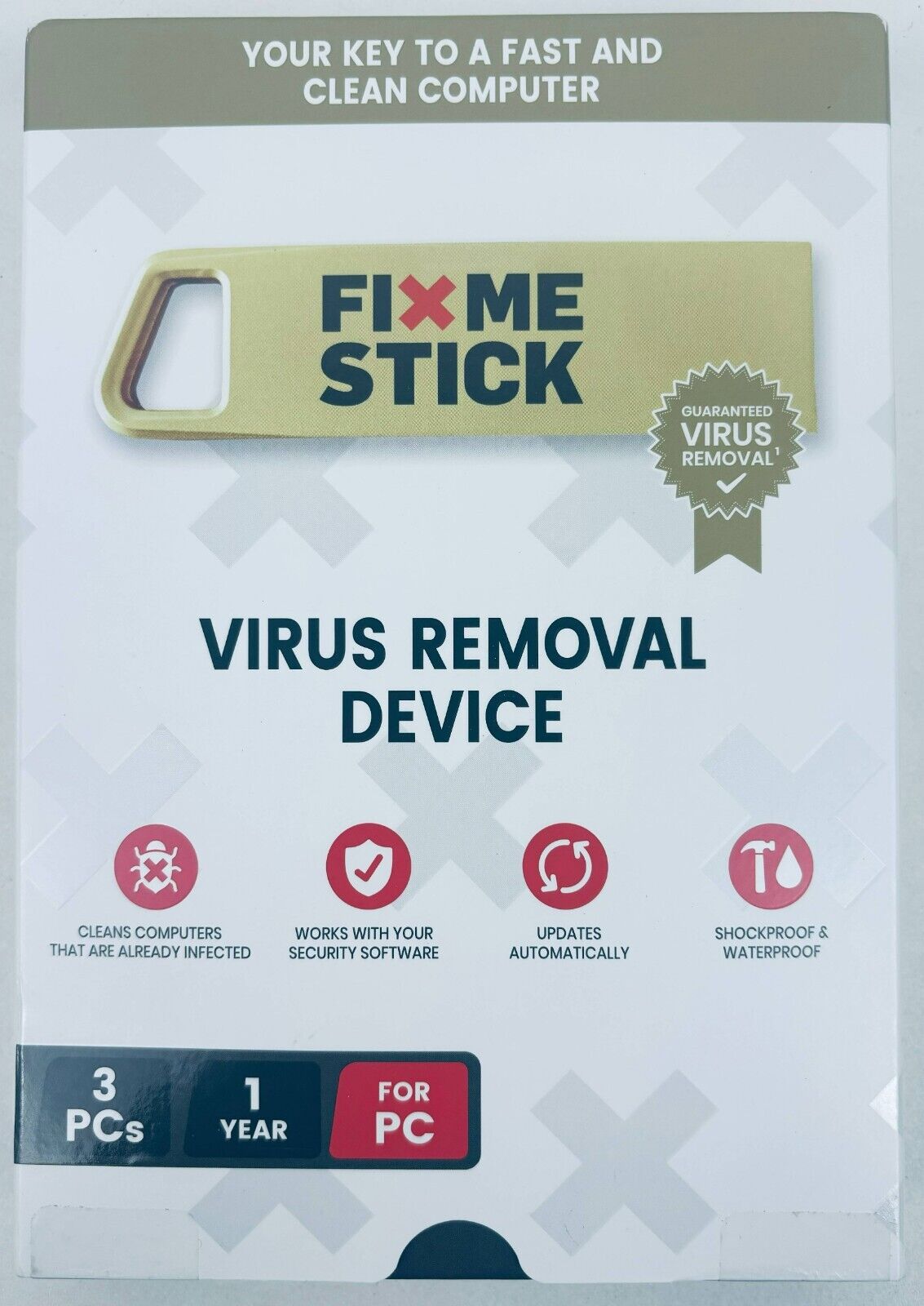 Fix Me Stick Virus Removal Device 3 PCs 1 Year For PC USB