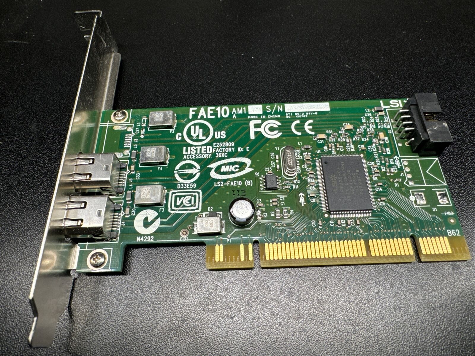 DELL LSI H924H DUAL PORT IEEE 1394  PCI CONTROLLER LS2-FAE10 (B) Dual FireWire