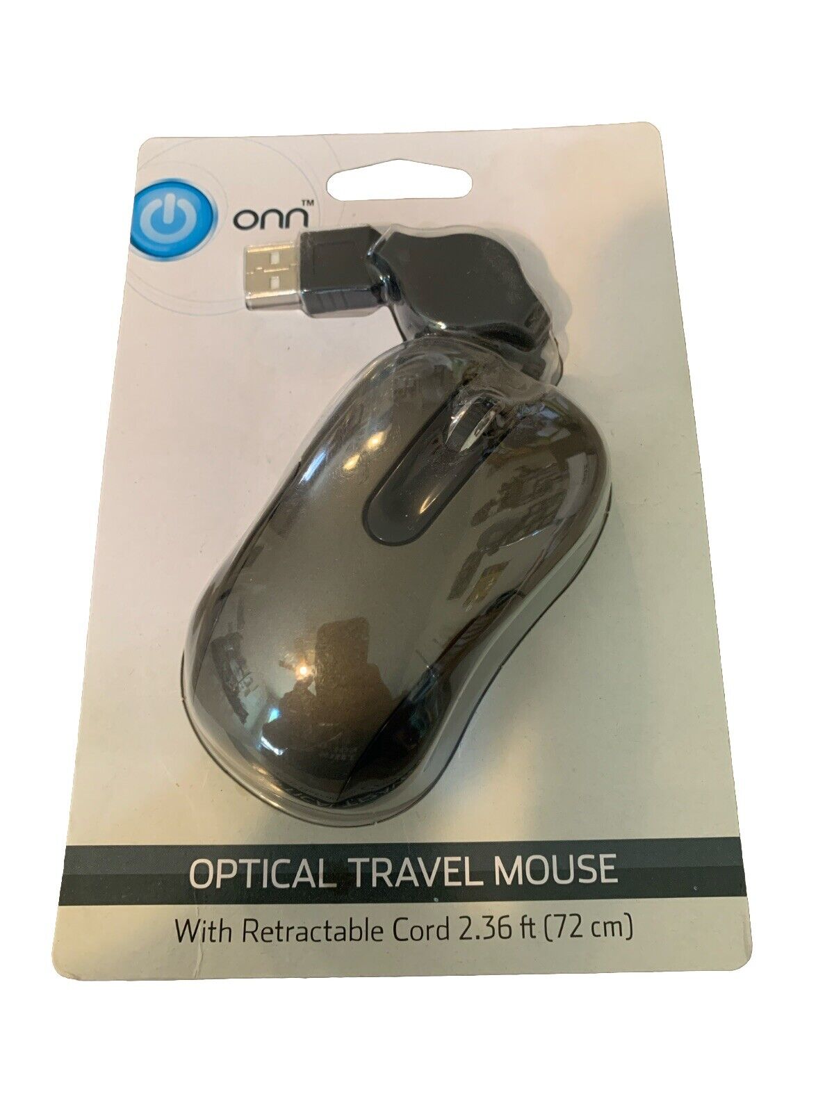 ONN OPTICAL TRAVEL MOUSE 2\' RETRACTABLE CORD. - NEW.