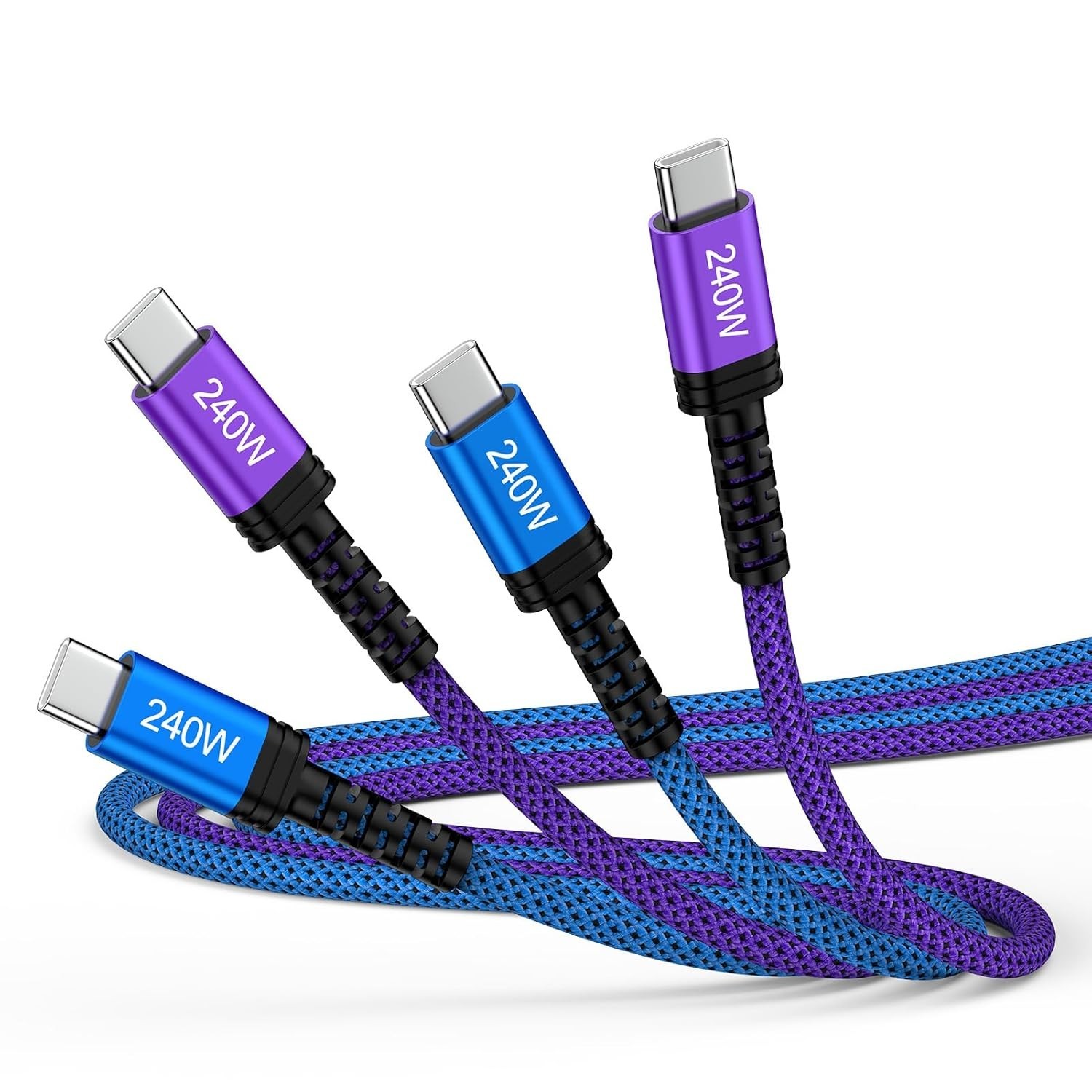 Durable 2-Pack 240W USB C to USB C Fast Charging Cord - 6FT for All Your Devices