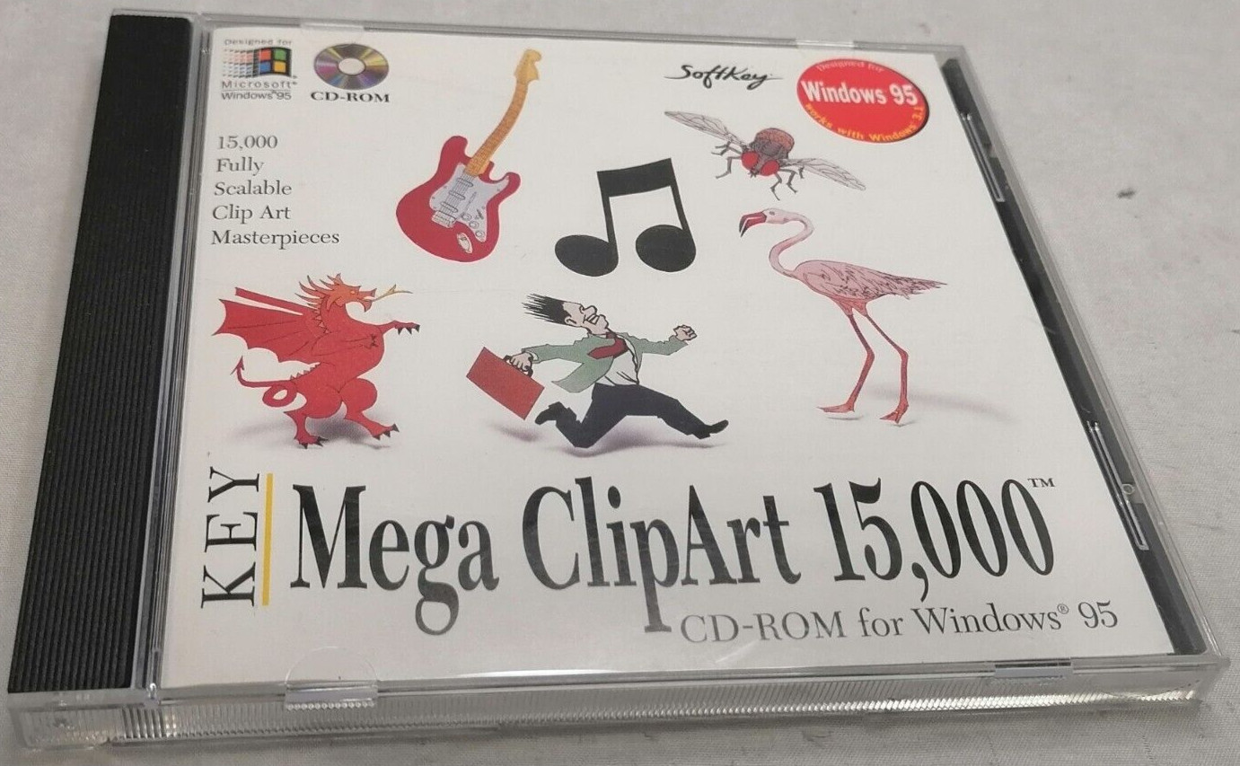 Vintage 1995 SoftKey Mega ClipArt 15000 CD-ROM