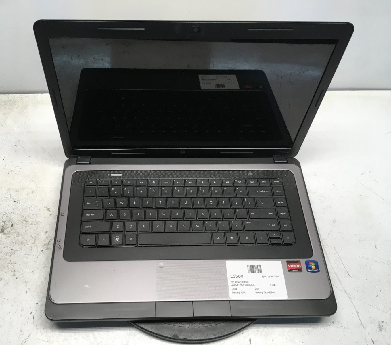 HP 2000-216NR AMD E-350 1600MHz 2 GB NO HDD