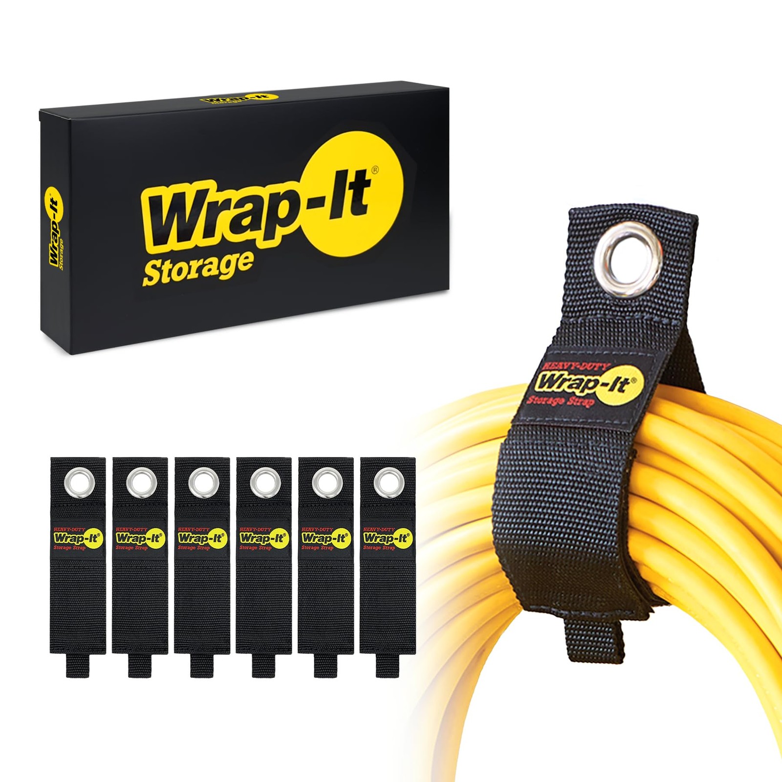Heavy-Duty Straps, 13-inch (6 Pack) - Hook and Loop Extension Cord Organizer ...