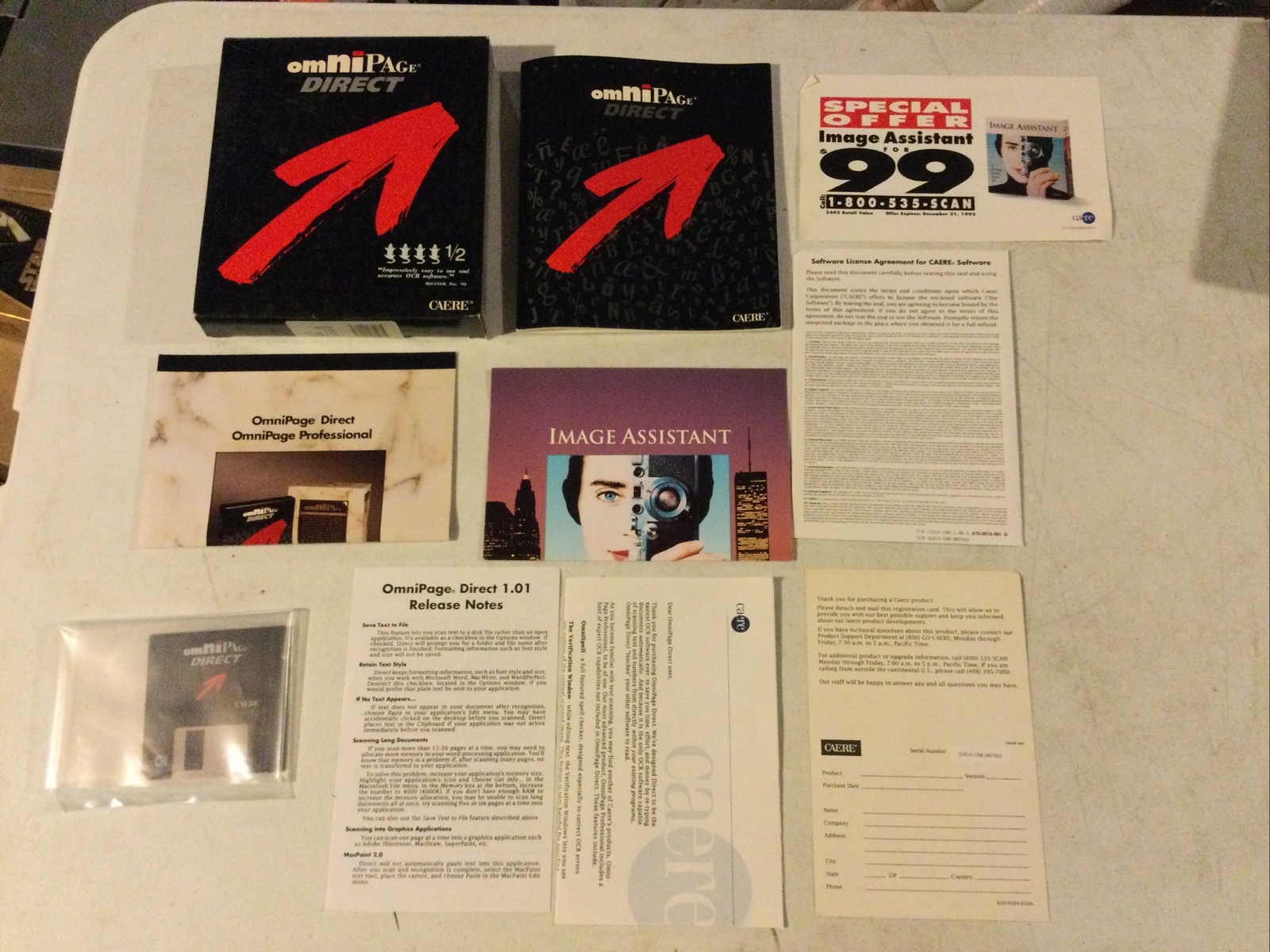 Omni Page Direct Caere Apple Macintosh 3.5" disk, manual, box A4