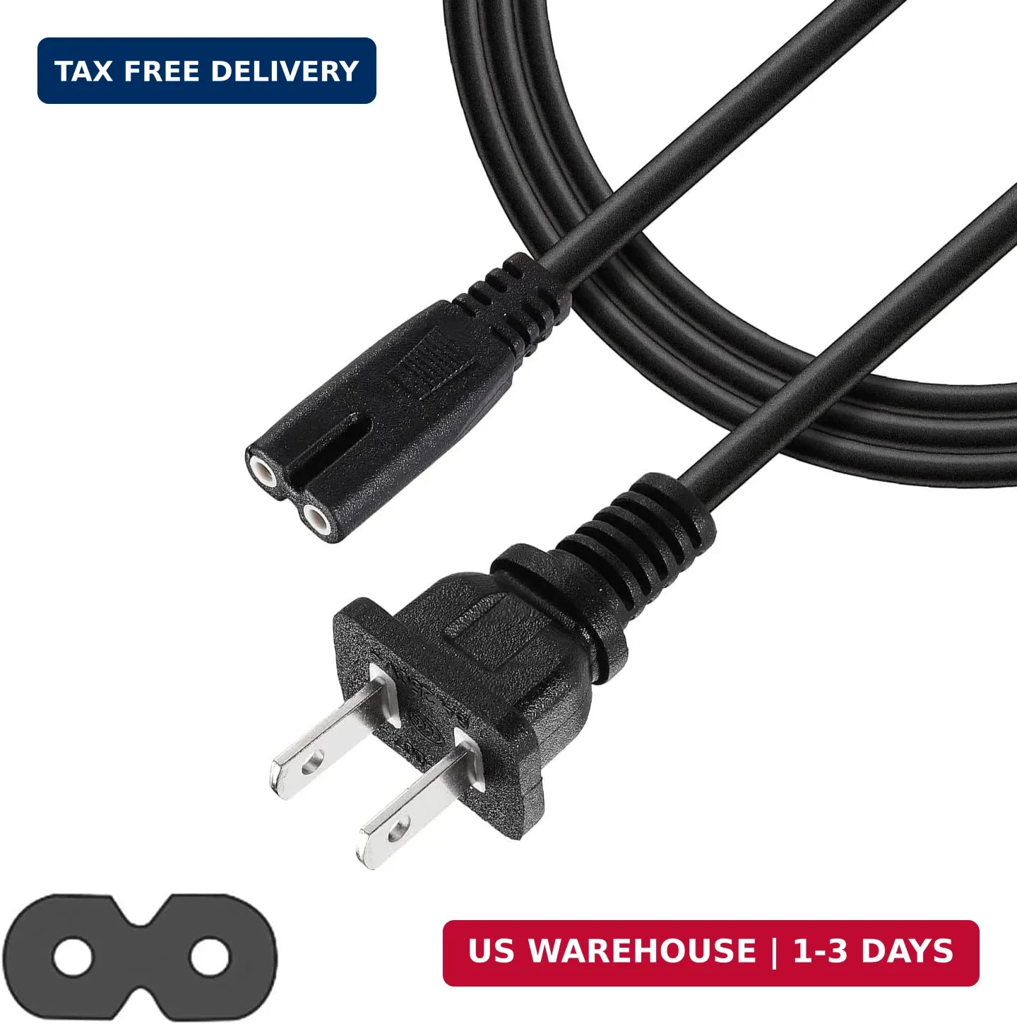10 Ft TV Power Cord for Samsung LG TCL Sony Apple Tv Insignia Sharp Toshiba JVC