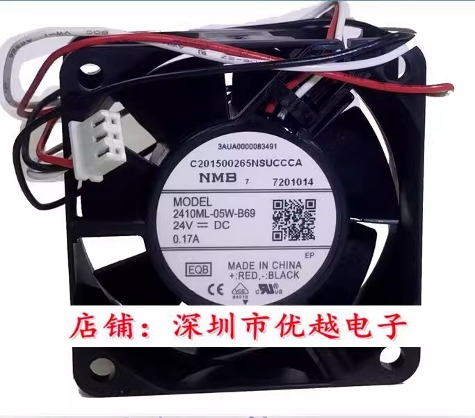 NMB 2410ML-05W-B69 6025 DC24V 0.17A 6CM 3-Wire Inverter Cooling Fan