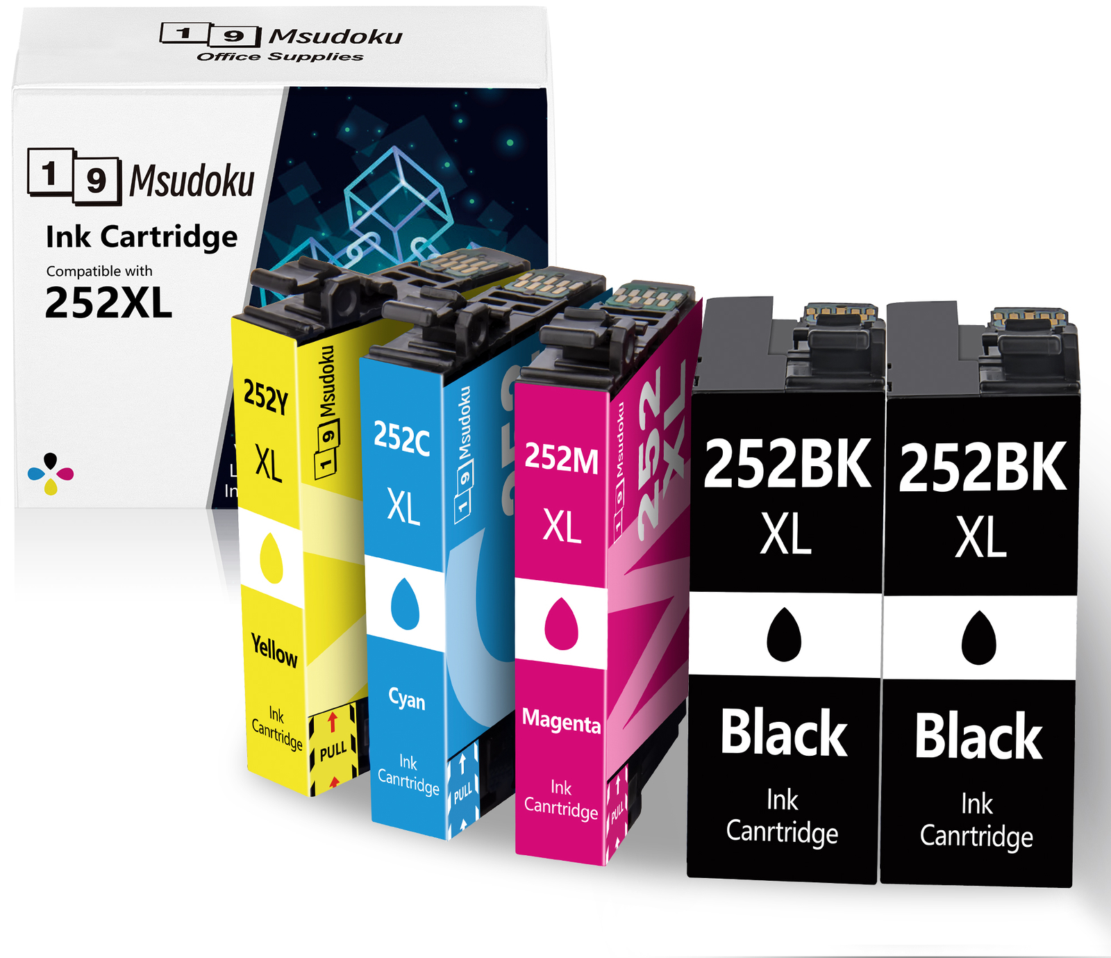 5 Pack 252XL T252XL Ink Cartridges for Epson WorkForce WF-3620 WF-3640 WF-7110