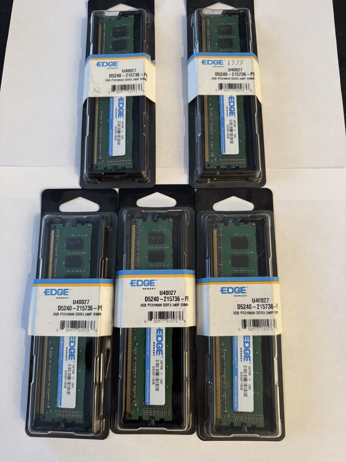 5 Brand New 2GB EDGE Memory 2 GB PC310600 DDR3 240P DIMM