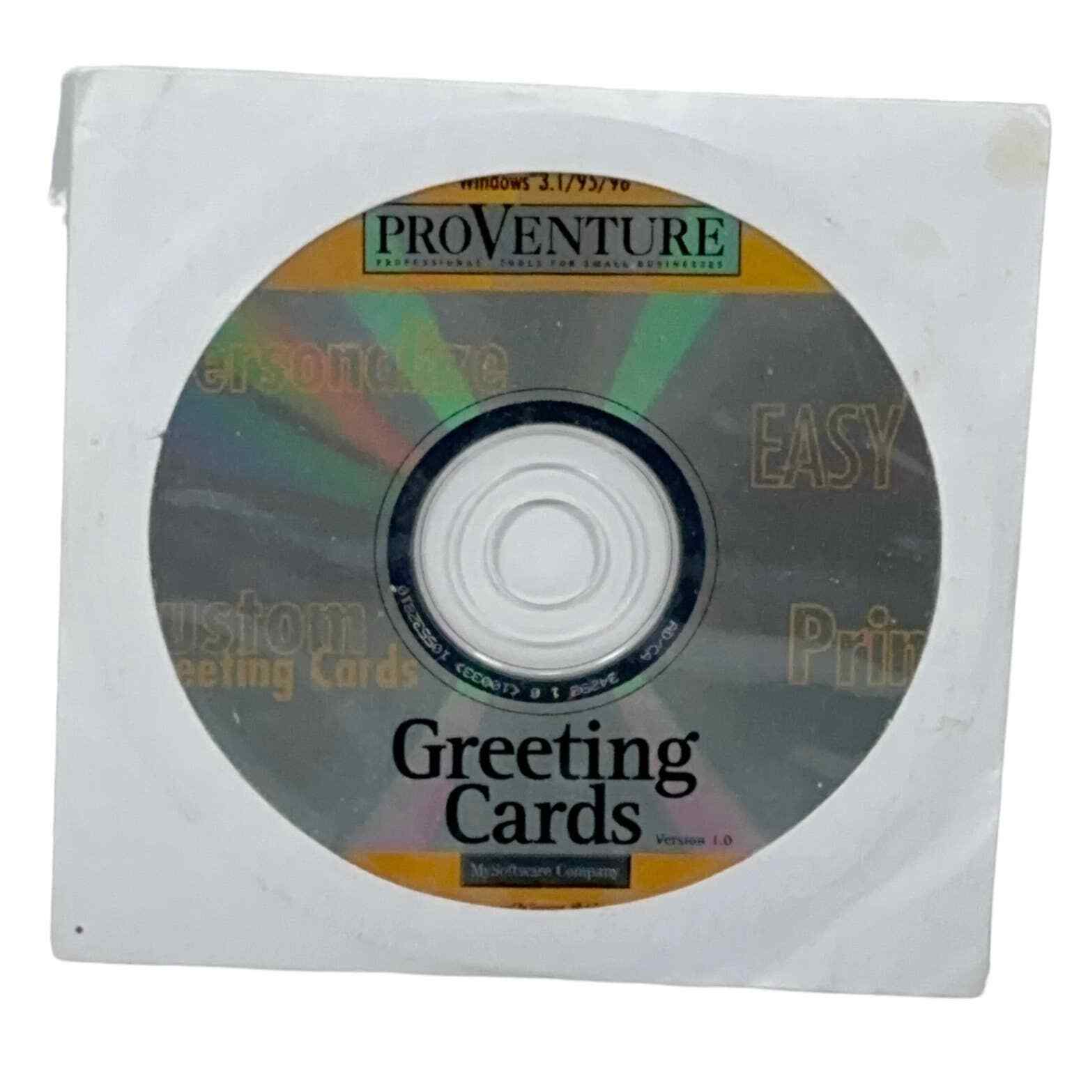 PROVENTURE Greeting Cards CD-ROM 1999 Disk Only Pre-owned Vintage Software 