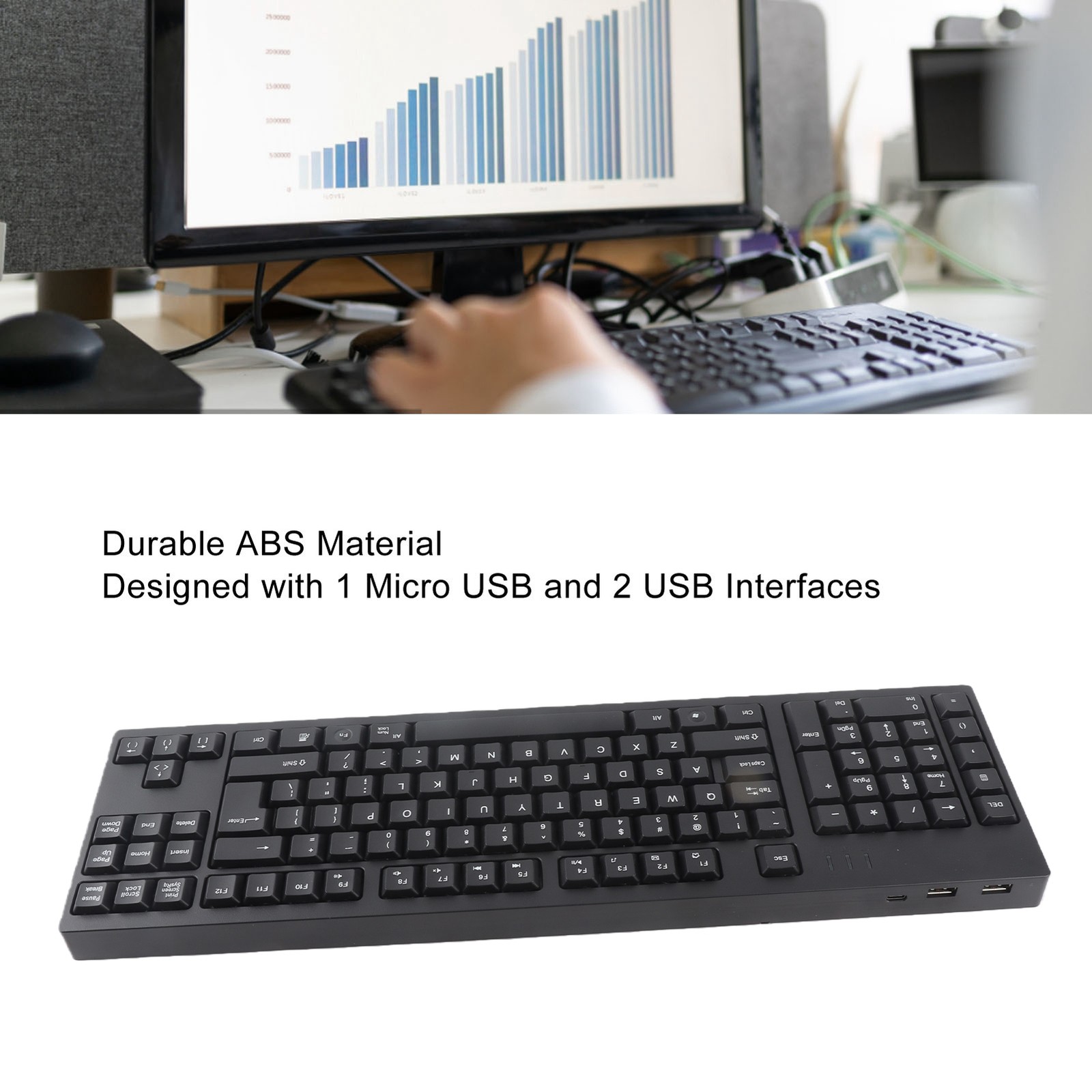 Left Handed Keyboard 109 Keys Micro USB Ergonomic Layout Plug And Play