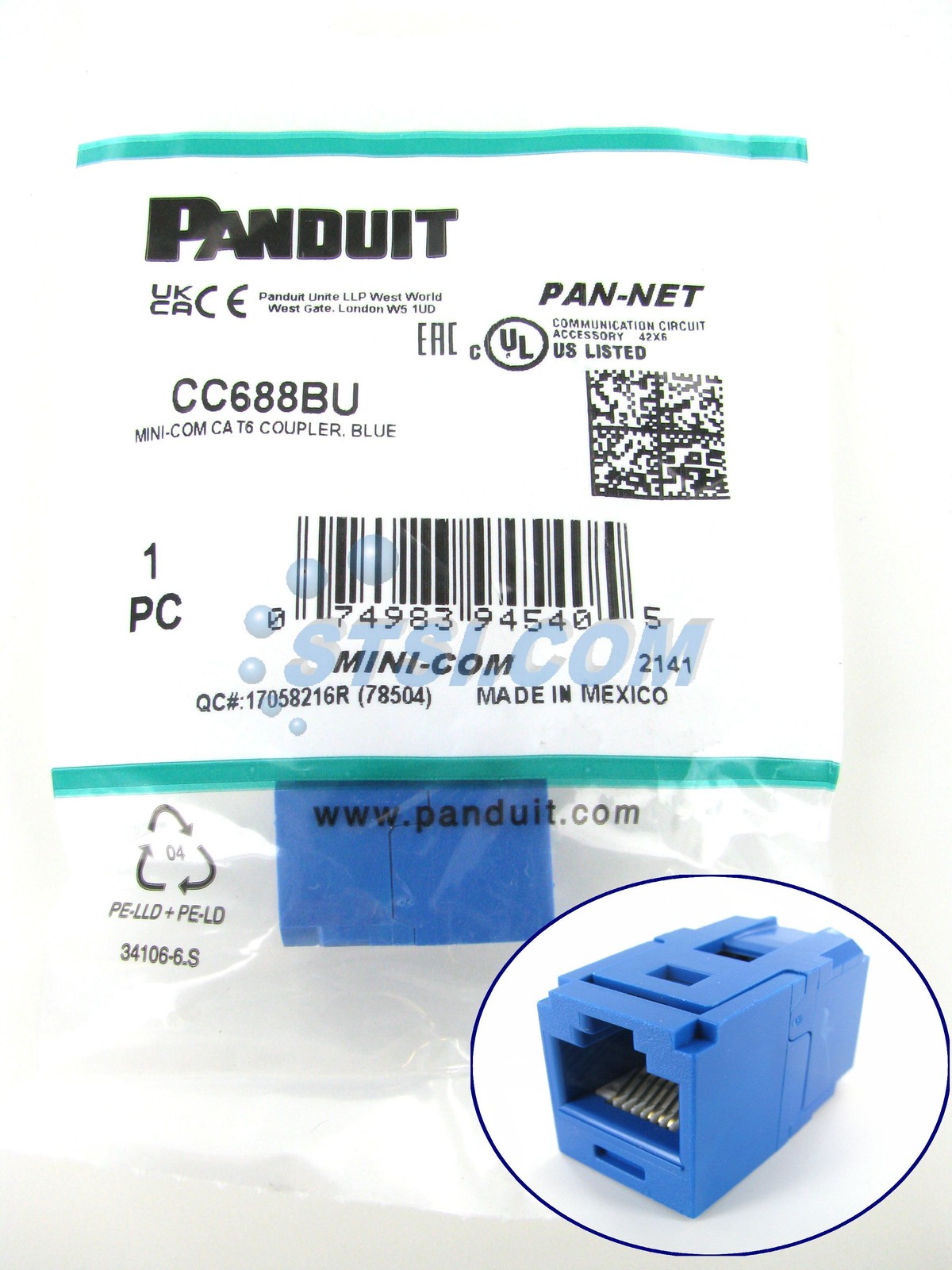 Panduit CC688BU Cat6 Coupler Module RJ45 8P8C Blue ~STSI