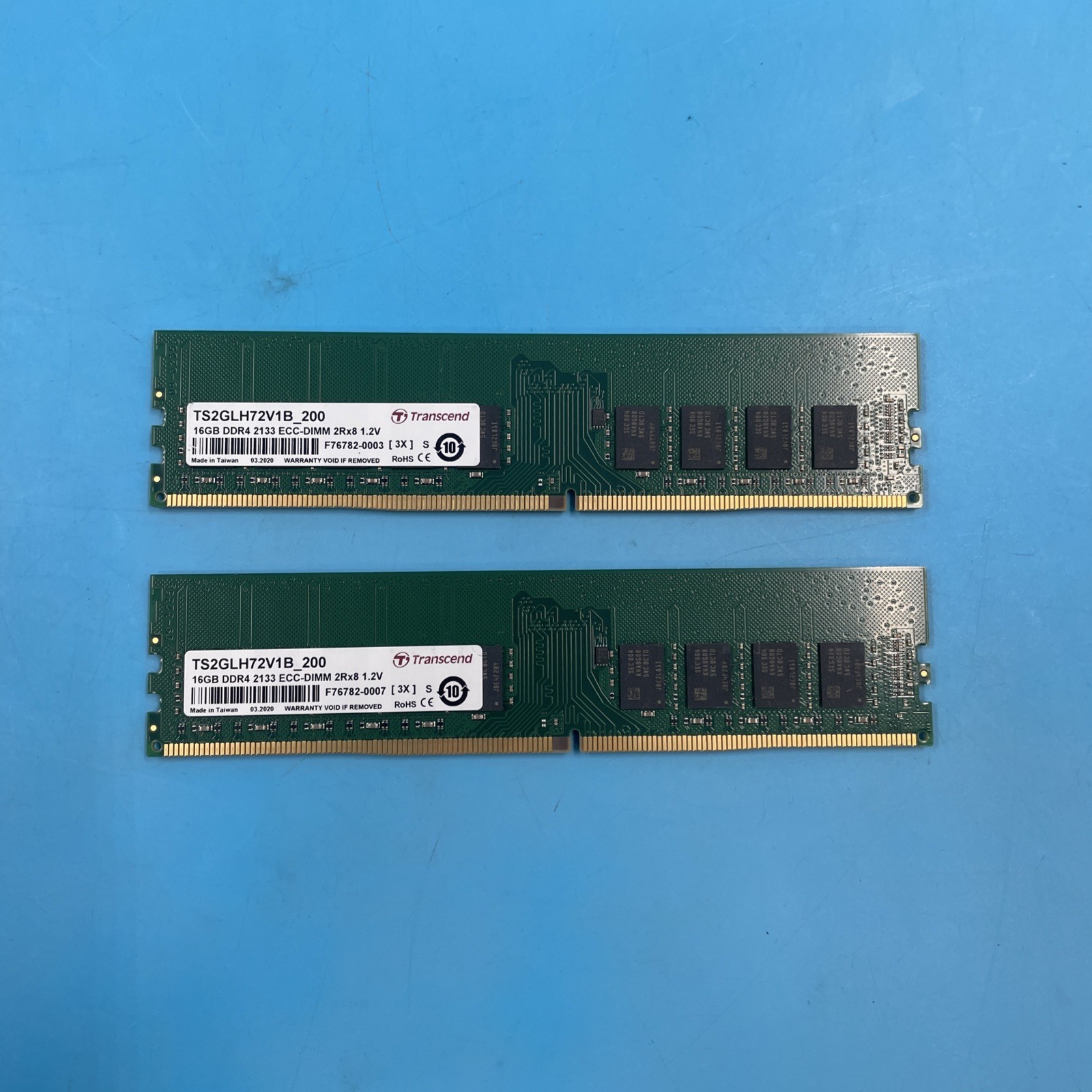 (LOT OF 2) Transcend 16GB PC4-17000 DDR4-2133 2Rx8 DIMM Desktop RAM ECC Memory