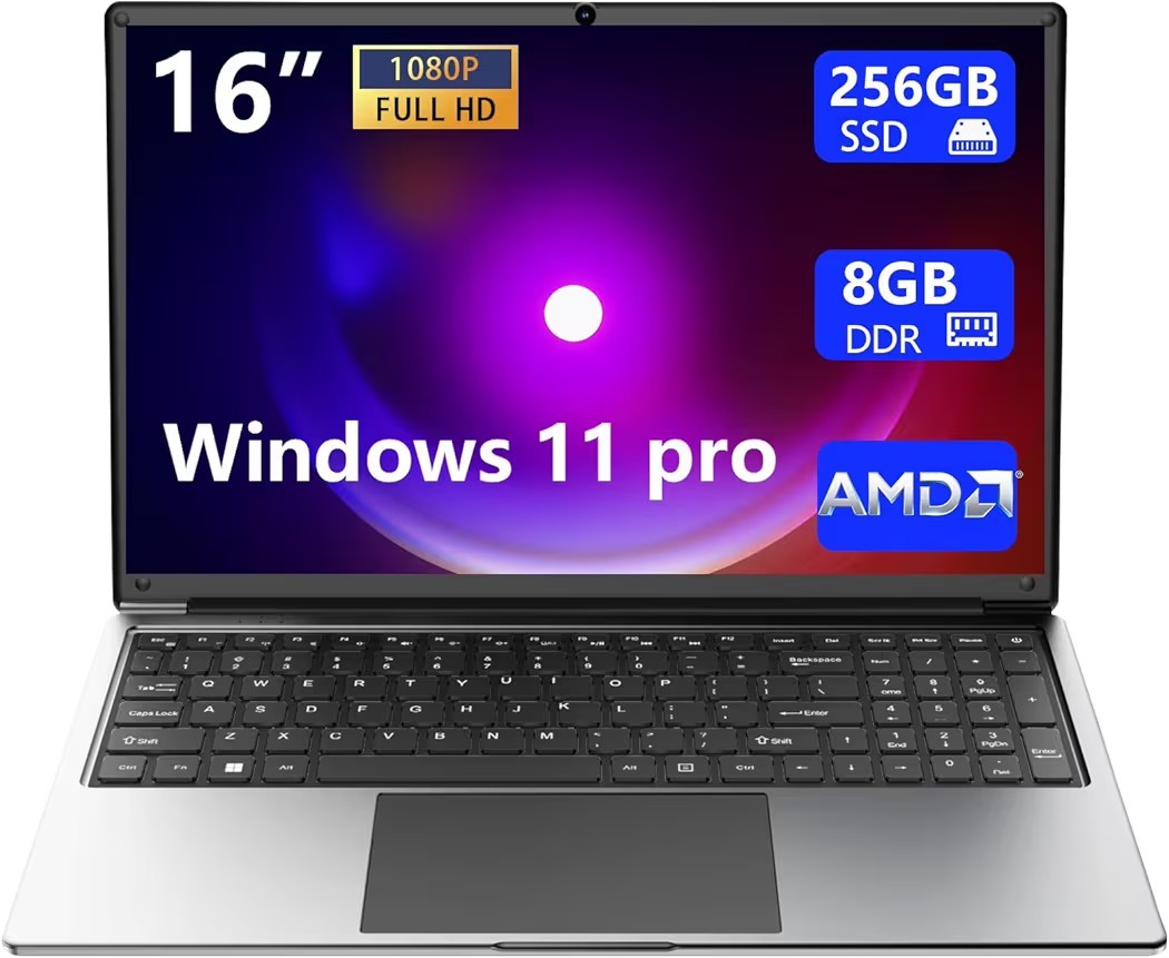 laptop 16-inch 8GB DDR 256GB SSD portable laptop computer, expandable  1TB Work