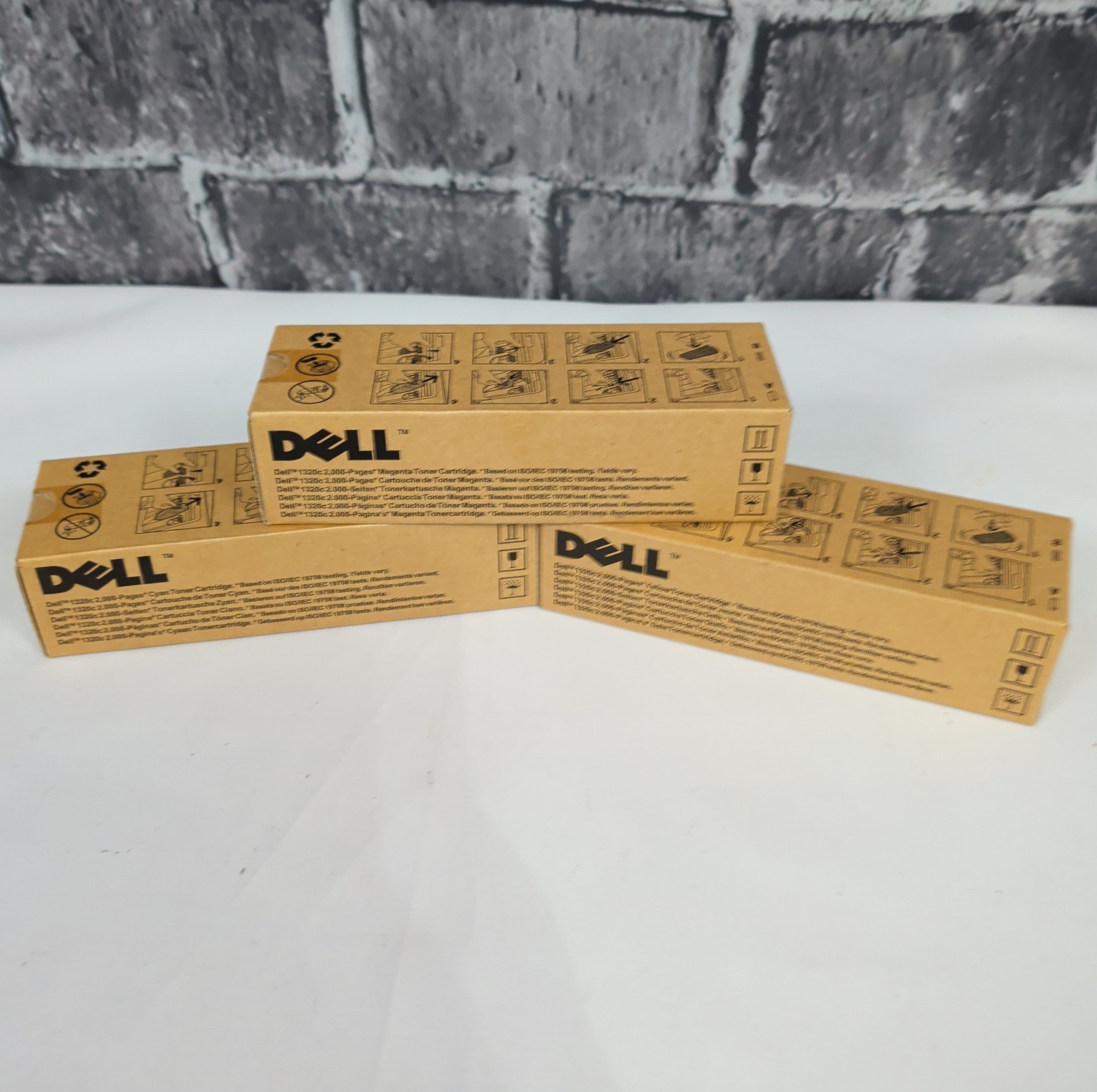 Dell 1320C Genuine High Yield Toner Cartridges: Yellow, Cyan, & Magenta SEALED