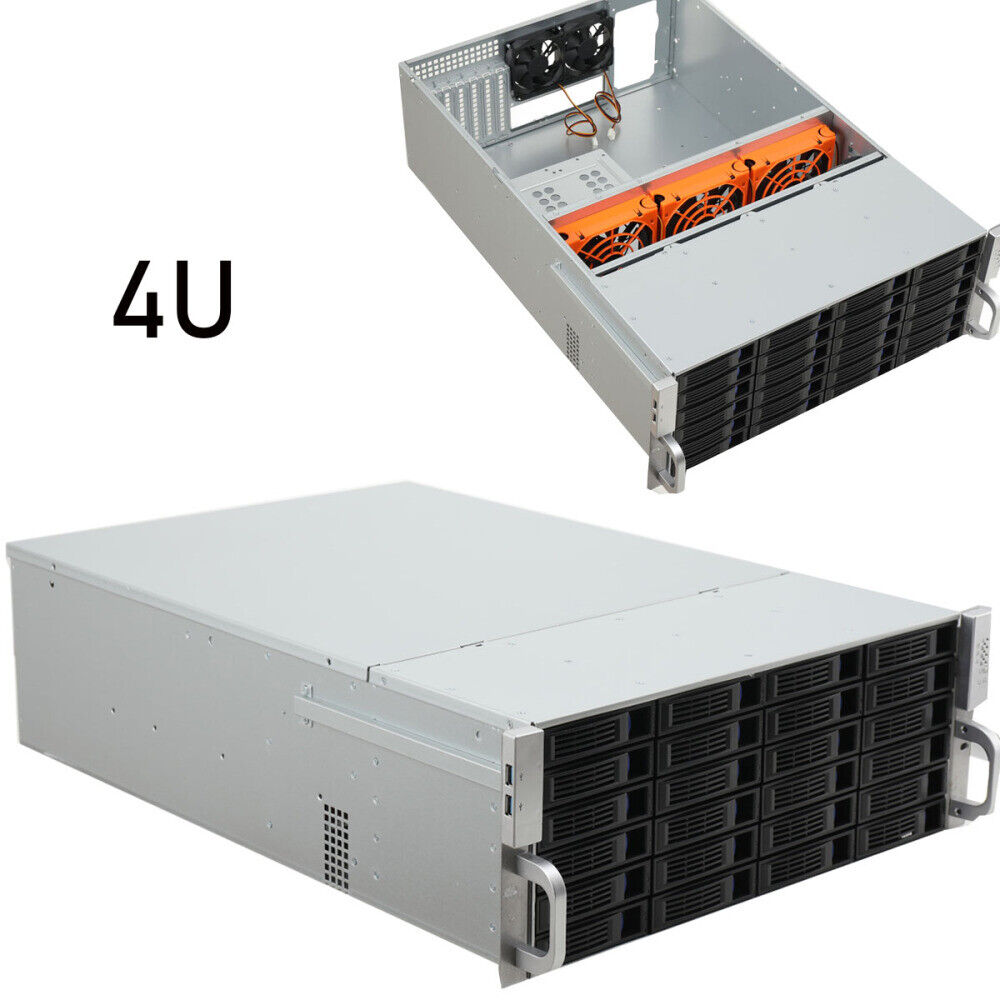 4U Server Chassis Rackmount Case with 24 Hot-Swappable SATA/SAS 6G Drive Bays US