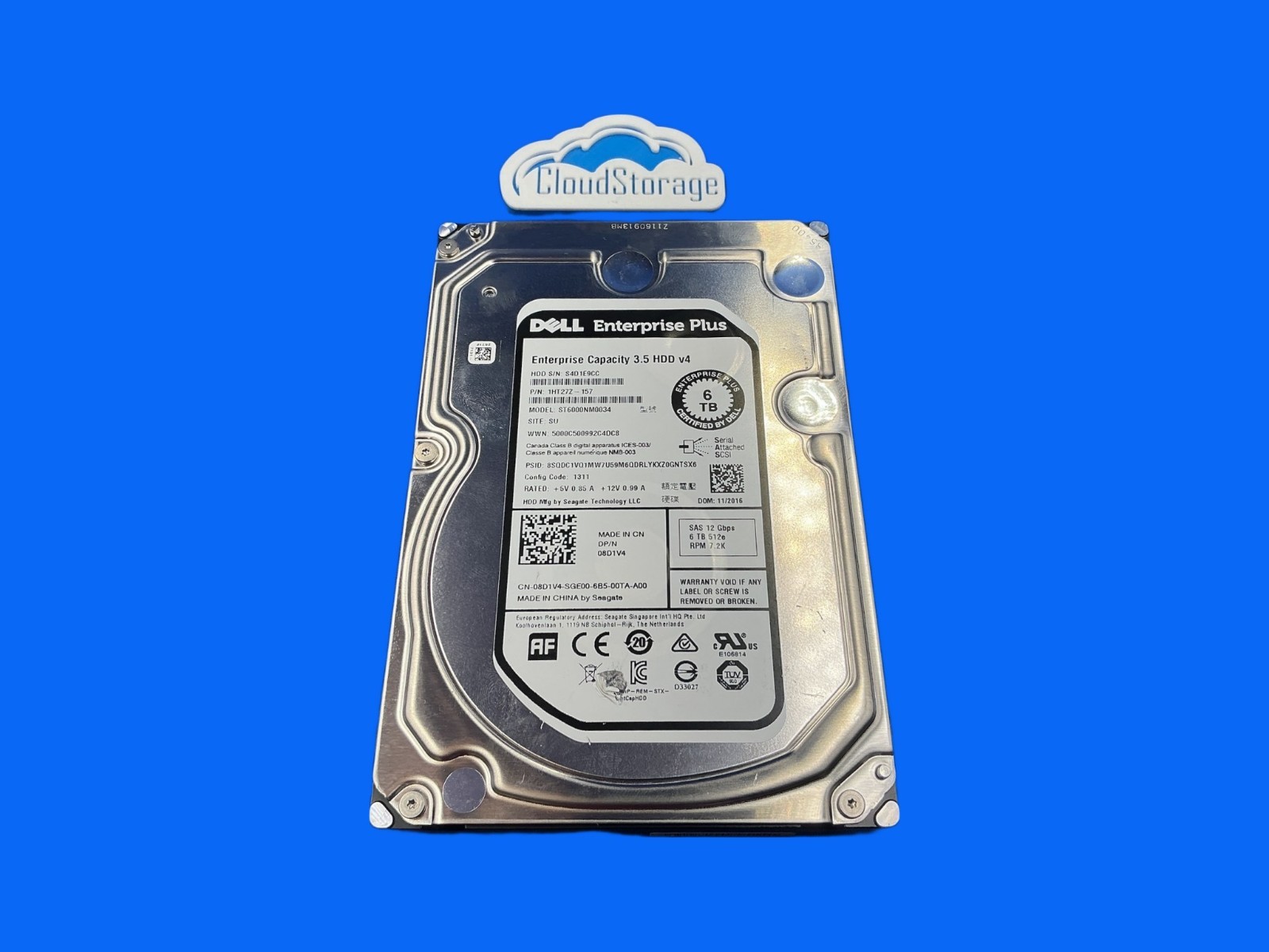 08D1V4 DELL 6TB 7.2K 12G 3.5IN SAS HDD 8D1V4 ST6000NM0034